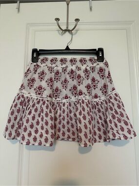 Rip Curl White Mini Skirt with Burgundy Floral Print